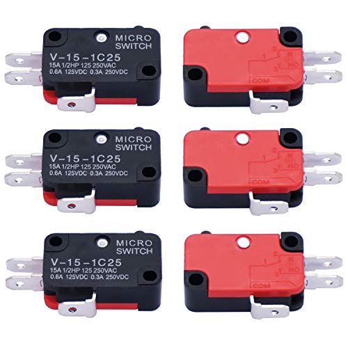 mxuteuk 6 Stück Mikro schalter Endschalter SPDT 1NO 1NC Mikroschalter 125V / 250V 16A Tastentyp Endschalter Druckknopf Schnappschalter Mini-Mikro-Endschalter für Mikrowellenofentür Arcade V-15-1C25 mxuteuk 6 Stück Mikro schalter Endschalter SPDT 1NO 1NC Mikroschalter 125V / 250V 16A Tastentyp Endschalter Druckknopf Schnappschalter Mini-Mikro-Endschalter für Mikrowellenofentür Arcade V-15-1C25 von mxuteuk