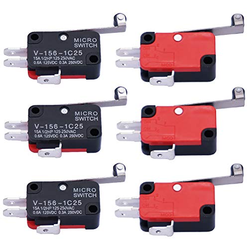 mxuteuk 6 Stück Mikro schalter Endschalter SPDT 1NO 1NC riegelschaltkontakt Mikroschalter mit langem Scharnier-Rollenarmschalter Mini-Mikro-Endschalter für Arduino V-156-1C25 mxuteuk 6 Stück Mikro schalter Endschalter SPDT 1NO 1NC riegelschaltkontakt Mikroschalter mit langem Scharnier-Rollenarmschalter Mini-Mikro-Endschalter für Arduino V-156-1C25 von mxuteuk