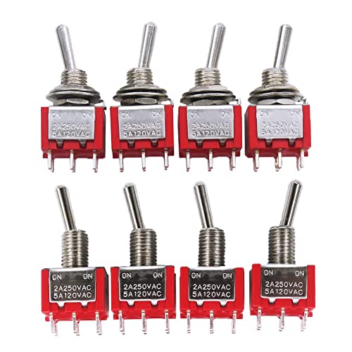 mxuteuk 8 Stück MTS-202 6 Klemme 2 Position DPDT Mini Miniatur-Kippschalter Auto Armaturenbrett Armaturenbrett EIN/EIN 5A 125V 2A 250V von mxuteuk