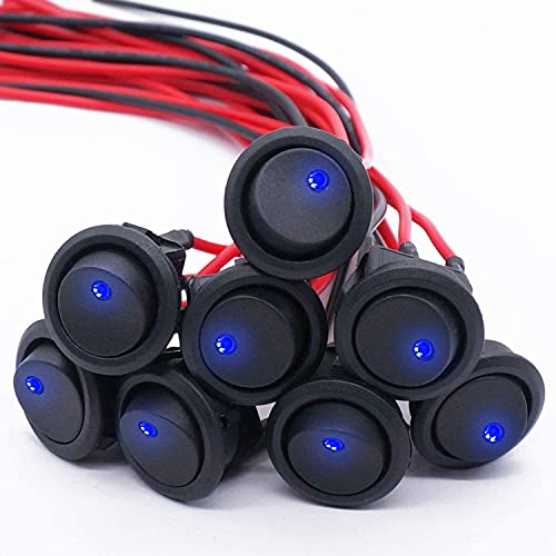 mxuteuk 8Stück Kippschalter 12V 20A Rund Wippschalter blau LED Licht beleuchtet Wippschalter Button SPST Ein/Aus Kippschalter Boat Truck Auto KFZ 12V Schalter mit vorgelöteten Drähten KCD2-102N-BU-X mxuteuk 8Stück Kippschalter 12V 20A Rund Wippschalter blau LED Licht beleuchtet Wippschalter Button SPST Ein/Aus Kippschalter Boat Truck Auto KFZ 12V Schalter mit vorgelöteten Drähten KCD2-102N-BU-X von mxuteuk