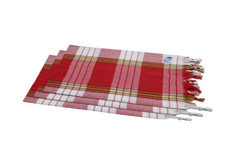 my Hamam Hamamtücher Saunatuch Hamamtücher Set 3 Stück rot kariert, Baumwolle, Polyester (Spar-Set, 3-St), vielseitig verwendbare Handtücher von my Hamam