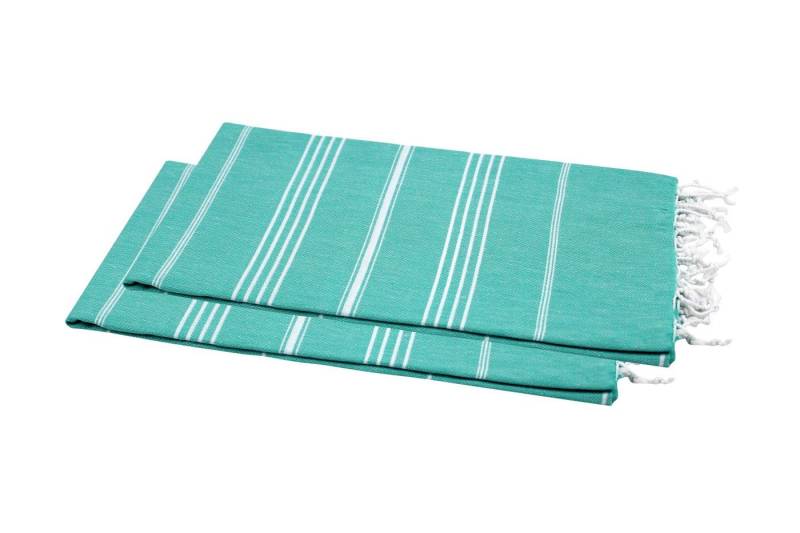 my Hamam Hamamtücher Sultan Style Set 100x180 cm 2 Stück smaragdgrün, Baumwolle (Set, 2-St), Hamam Handtücher Set, Hamam Strandtuch Saunahandtuch, mit Fransen von my Hamam