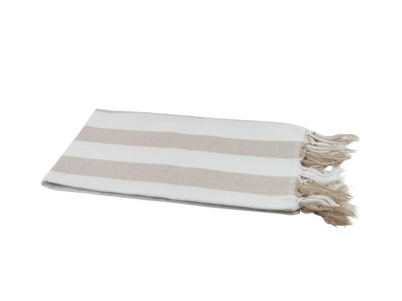 my Hamam Strandtuch Hamamtuch beige weiß 100x175 cm mit Längsstreifen, Baumwolle (Hamam Handtuch, 1-St), mit Fransen, Sauna Handtuch Badetuch von my Hamam