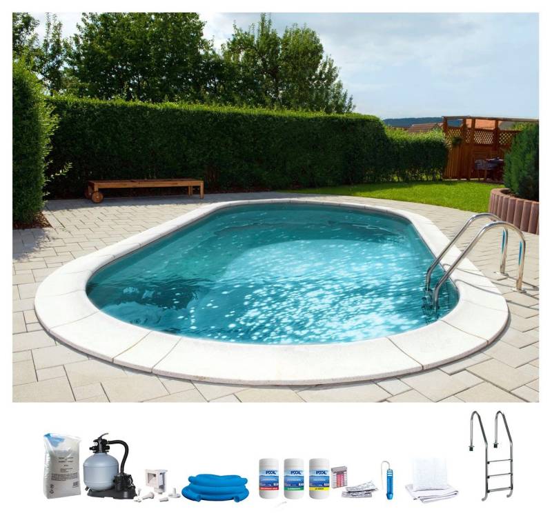 my POOL BWT Ovalpool PREMIUM mit grauer Innenfolie (Komplett-Set, 7-tlg), Höhe 120 cm, in versch. Größen verfügbar von my POOL BWT
