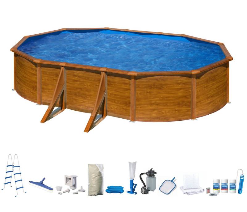 my POOL BWT Ovalpool (Komplett-Set, 10-tlg), in moderner Holzoptik, Höhe 132 cm, verschiedene Größen von My Pool Bwt