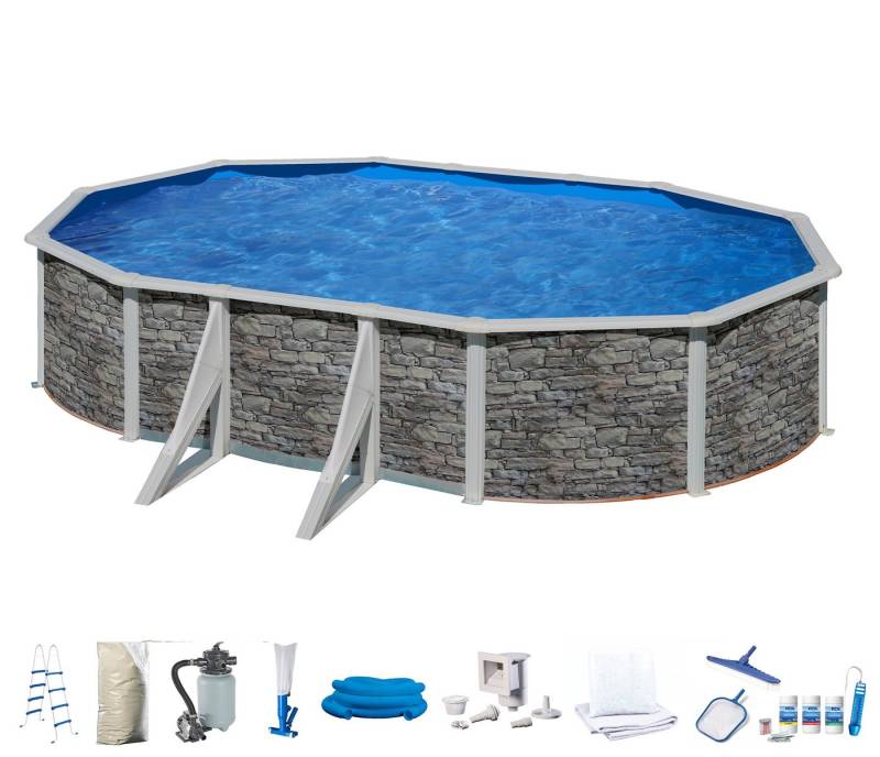 my POOL BWT Ovalpool (Komplett-Set, 10-tlg), in moderner Steinoptik, Höhe 120 cm, verschiedene Größen von My Pool Bwt