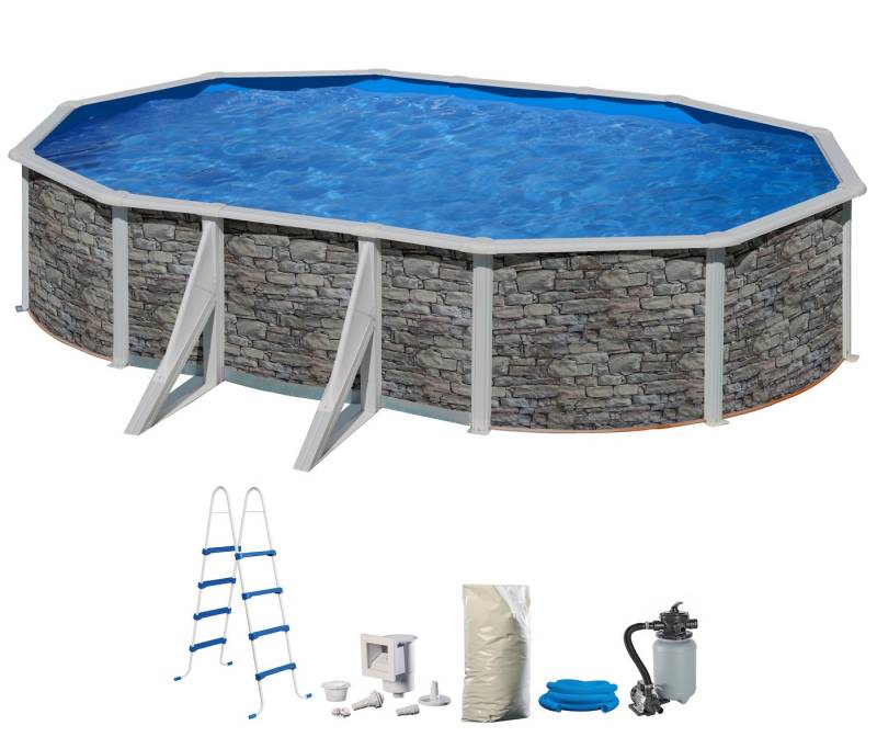 my POOL BWT Ovalpool (Set, 5-tlg), in moderner Steinoptik, Höhe 132 cm, verschiedene Größen von My Pool Bwt