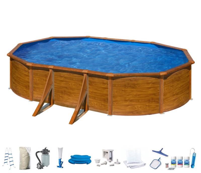 my POOL BWT Ovalpool (Komplett-Set, 10-tlg), in moderner Holzoptik, Höhe 120 cm, verschiedene Größen von My Pool Bwt
