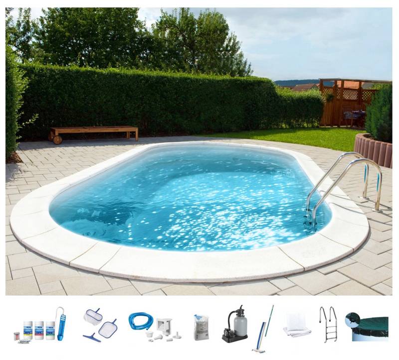 my POOL BWT Ovalpool PREMIUM mit sandfarbener Innenfolie (Komplett-Set, 10-tlg), Höhe 150 cm, in versch. Größen erhältlich von my POOL BWT