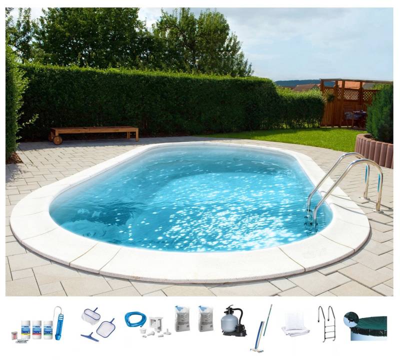 my POOL BWT Ovalpool PREMIUM mit sandfarbener Innenfolie (Komplett-Set, 10-tlg), Höhe 150 cm, in versch. Größen erhältlich von my POOL BWT