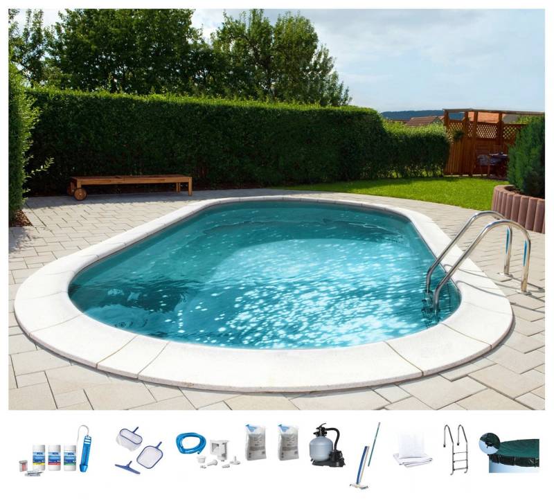 my POOL BWT Ovalpool PREMIUM mit grauer Innenfolie (Komplett-Set, 10-tlg), Höhe 150 cm, in versch. Größen erhältlich von my POOL BWT
