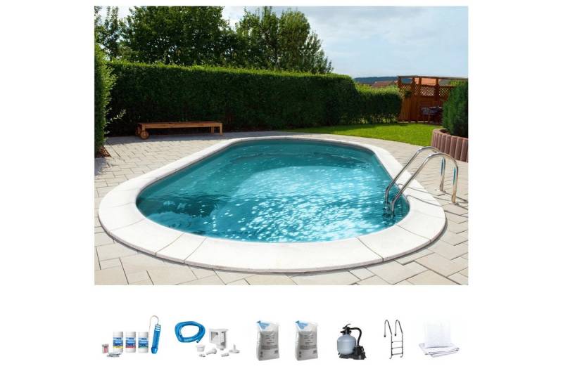 my POOL BWT Ovalpool PREMIUM mit grauer Innenfolie (Komplett-Set, 7-tlg), Höhe 150 cm, in verschiedenen Größen von my POOL BWT