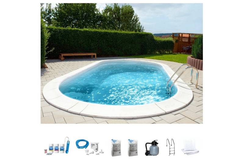 my POOL BWT Ovalpool PREMIUM mit sandfarbener Innenfolie (Komplett-Set, 7-tlg), Höhe: 150 cm, in versch. Größen erhältlich von my POOL BWT