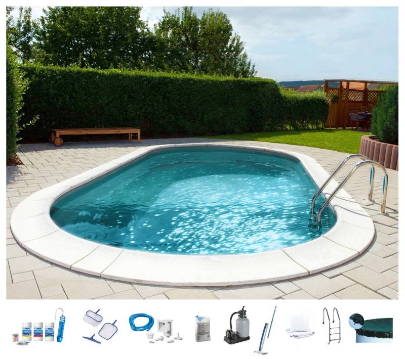 my POOL BWT Ovalpool PREMIUM mit grauer Innenfolie (Komplett-Set, 10-tlg), Höhe 120 cm, in versch. Größen erhältlich von my POOL BWT