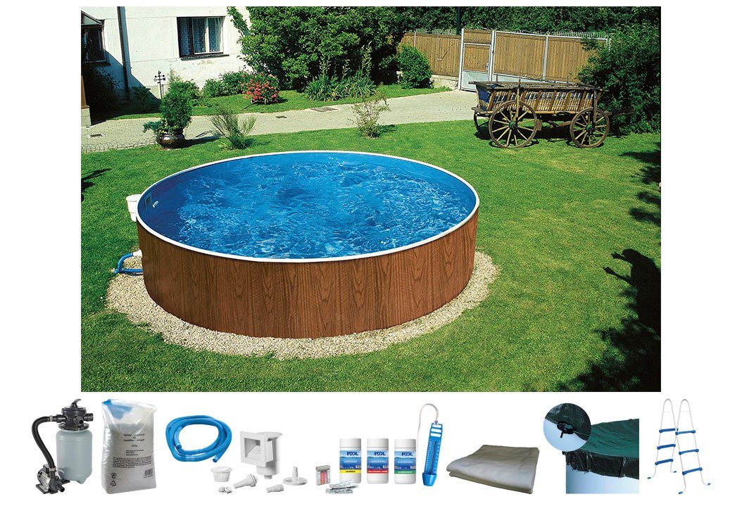 my POOL BWT Rundpool (Set, 8-tlg), ØxH: 460x90 cm, in Holzoptik zum Aufstellen von my POOL BWT