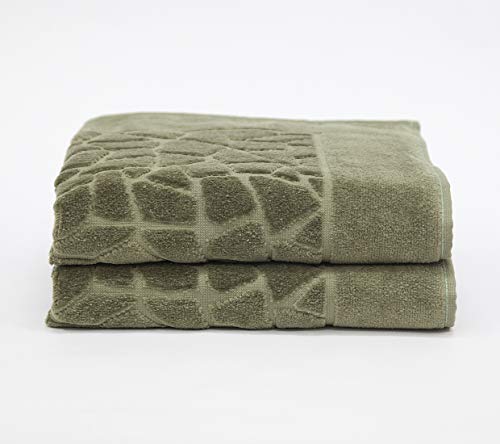 my cocooning Badematten Set Stones 2-teilig Grün | hochwertig & exklusiv | Badvorleger aus 100% Baumwolle | Badteppich (50x70 cm) von my cocooning
