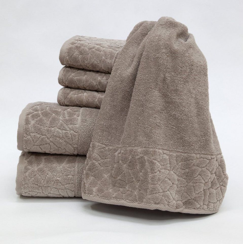 my cocooning Handtuch Set Stones", reine Baumwolle, (Set, 6-tlg), samtige Borte aus Velours" von my cocooning