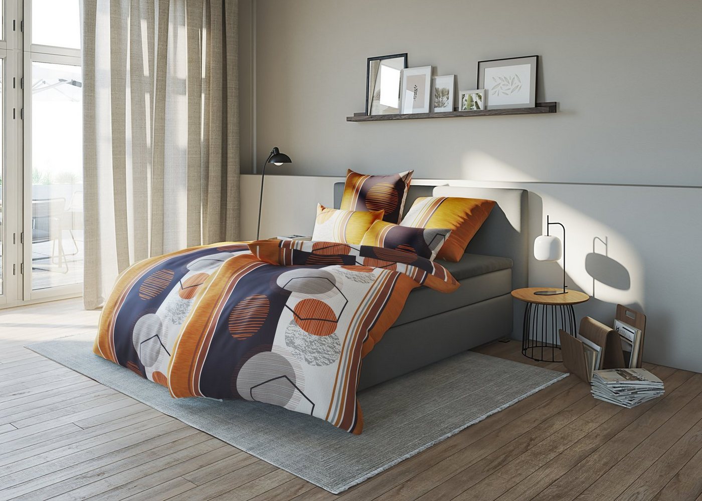 Bettwäsche Emmi in Gr. 135x200 oder 155x220 cm, my home, Linon, 2 teilig, moderne Bettwäsche aus Baumwolle, Bettwäsche mit geometrischem Muster von my home