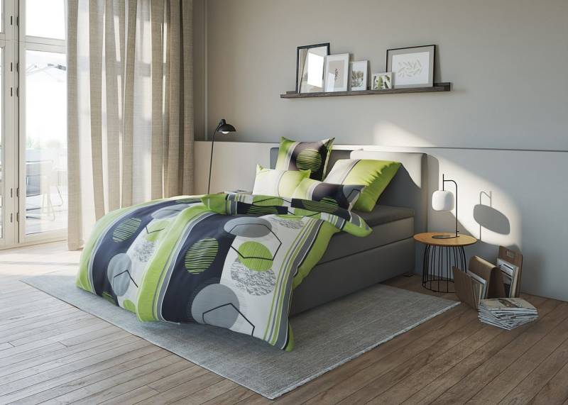 Bettwäsche Emmi in Gr. 135x200 oder 155x220 cm, my home, Polycotton, 2 teilig, moderne Bettwäsche aus Baumwolle, Bettwäsche mit geometrischem Muster von my home