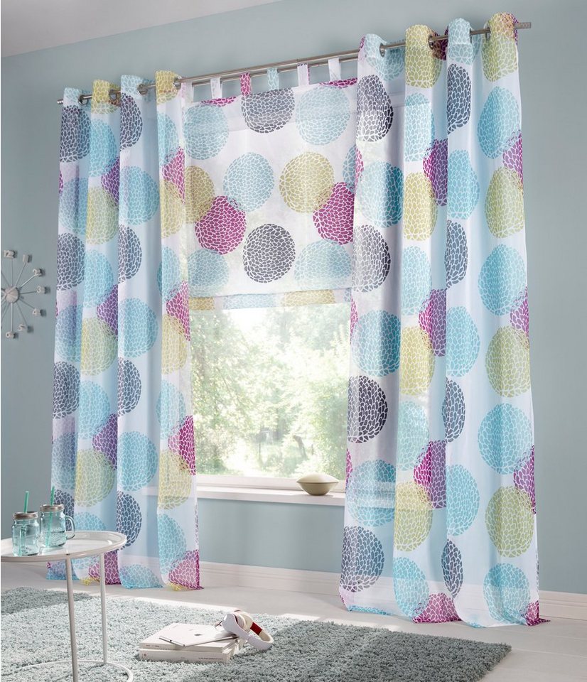 my home Gardine BELEM, Ösen (1 St), transparent, Polyester, 1 Schal, Polyester, Kreise von my home