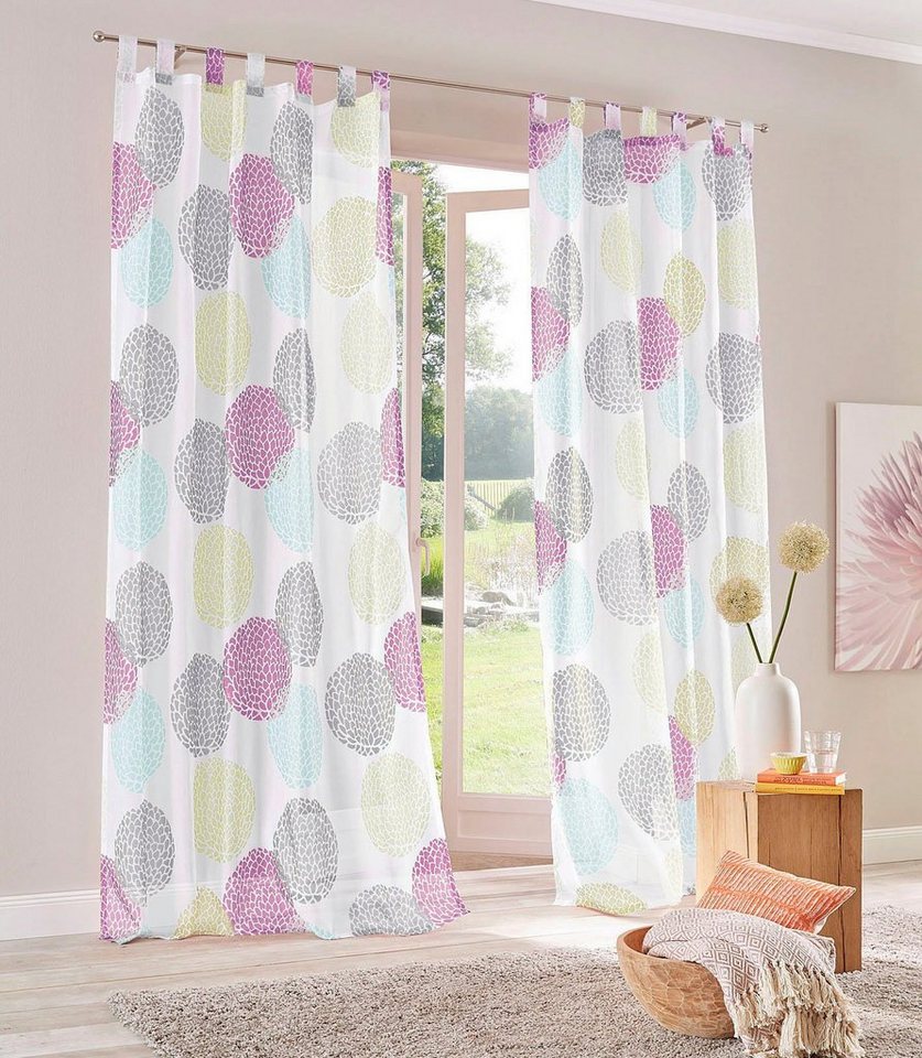 my home Gardine Belem, Schlaufen (1 St), transparent, Voile, 1 oder 2 Schals, Vorhang, Fertiggardine, Kreise von my home