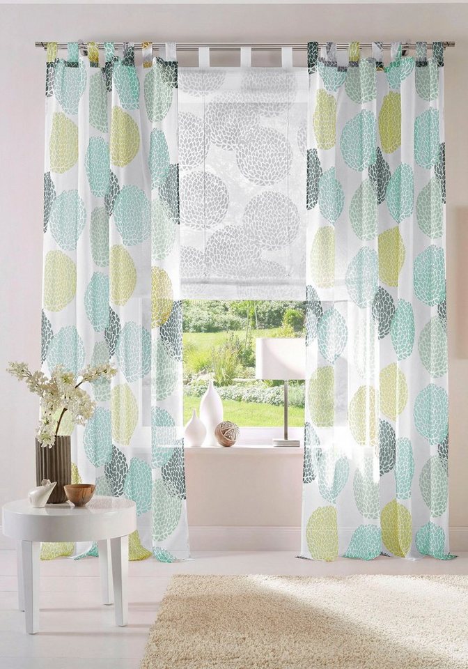 my home Gardine Belem, Schlaufen (1 St), transparent, Voile, 1 oder 2 Schals, Vorhang, Fertiggardine, Kreise von my home