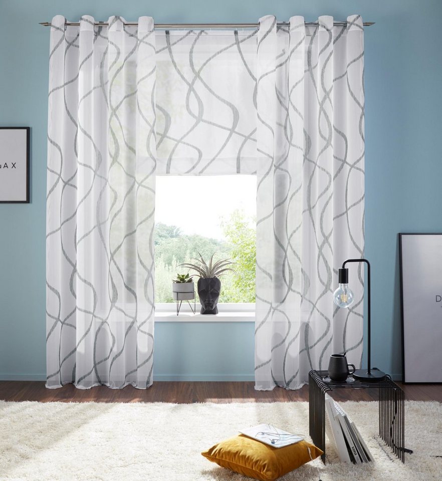 my home Gardine Bene, Ösen (1 St), transparent, Polyester, Transparent, gemustert, glatt, verschiedene Größen von my home