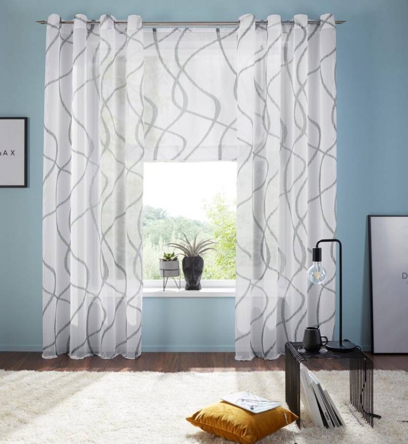my home Gardine Bene, Ösen (1 St), transparent, Polyester, Transparent, gemustert, glatt, verschiedene Größen von my home