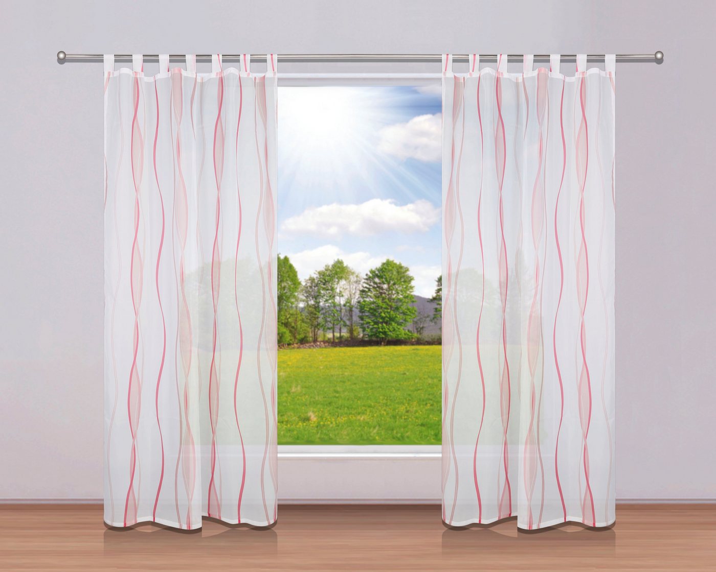 my home Gardine DIMONA, Schlaufen (2 St), transparent, Voile, 2-er Set, Voile, Polyester, Wellen von my home