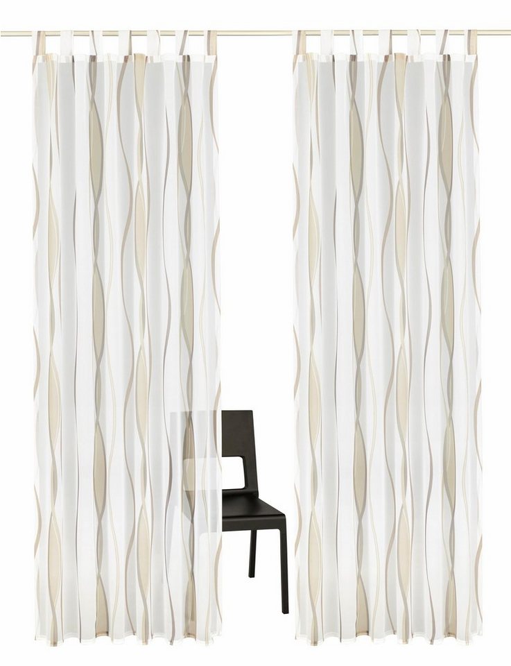 my home Gardine DIMONA, Schlaufen (2 St), transparent, Voile, 2-er Set, Voile, Polyester, Wellen von my home