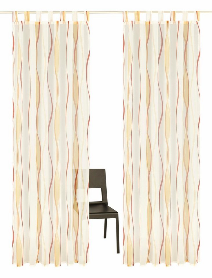 my home Gardine DIMONA, Schlaufen (2 St), transparent, Voile, 2-er Set, Voile, Polyester, Wellen von my home