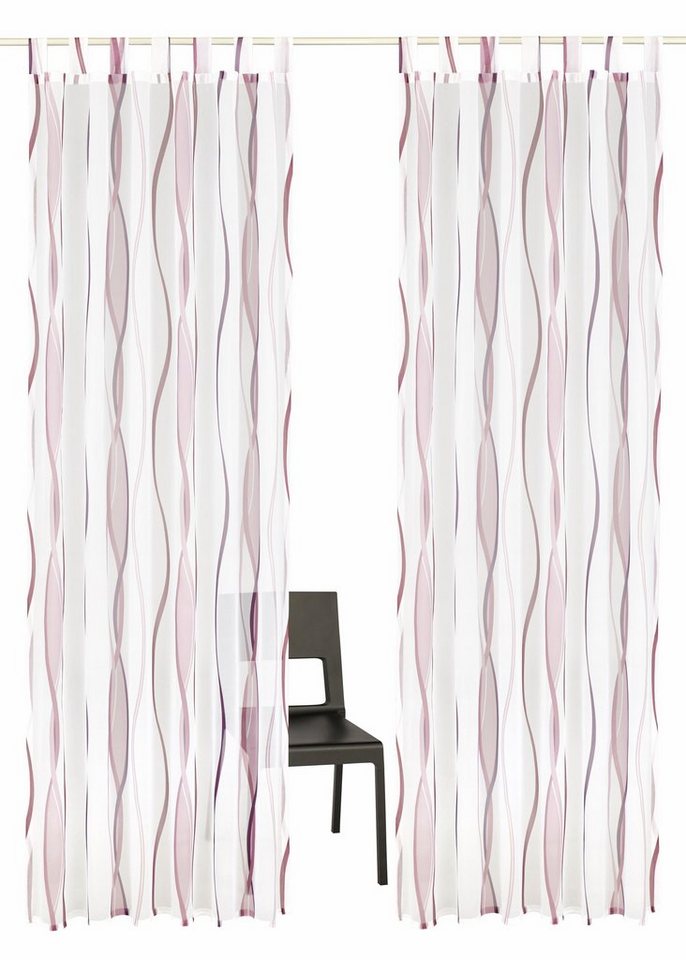 my home Gardine DIMONA, Schlaufen (2 St), transparent, Voile, 2-er Set, Voile, Polyester, Wellen von my home