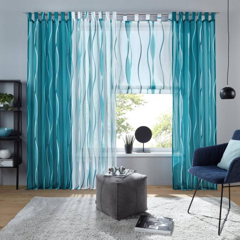 my home Gardine DIMONA, Schlaufen (2 St), transparent, Voile, 2-er Set, Voile, Polyester, Wellen von my home