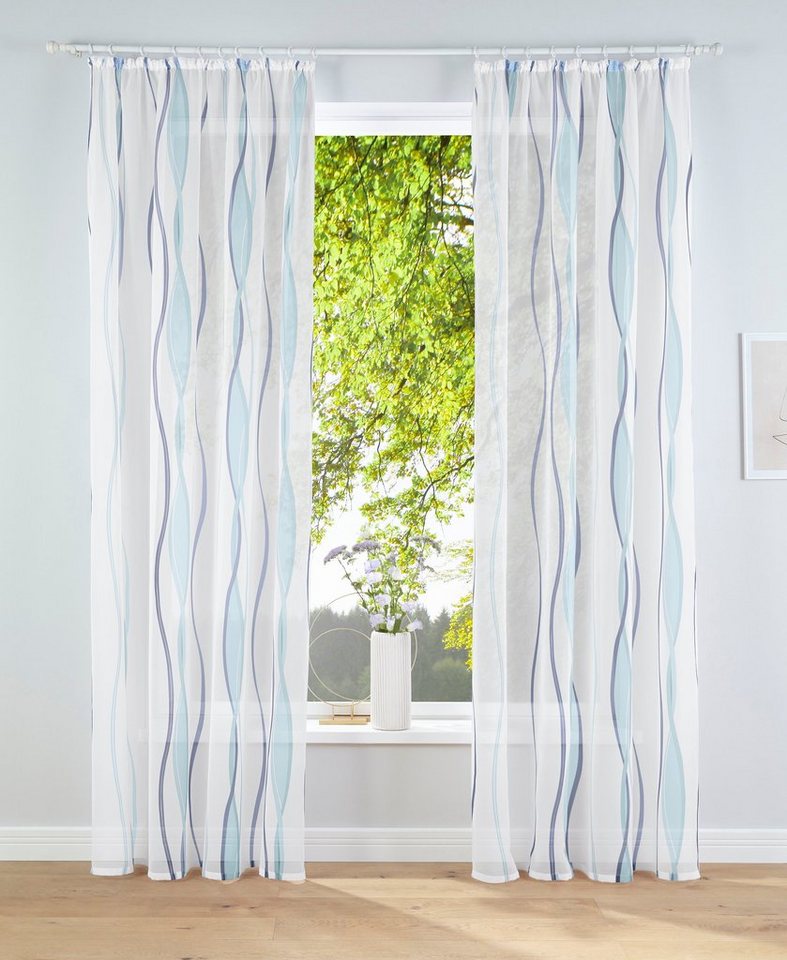 my home Gardine Dimona, Kräuselband (2 St), transparent, Voile, 2er-Set, Bestseller, Polyester, Wellen von my home