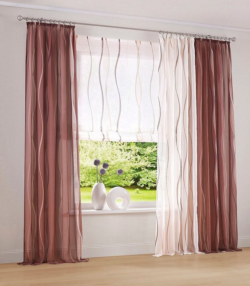 my home Gardine Dimona, Kräuselband (2 St), transparent, Voile, 2er-Set, Bestseller, Polyester, Wellen von my home