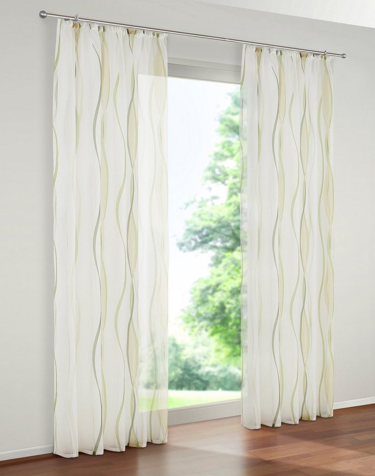 my home Gardine Dimona, Kräuselband (2 St), transparent, Voile, 2er-Set, Bestseller, Polyester, Wellen von my home