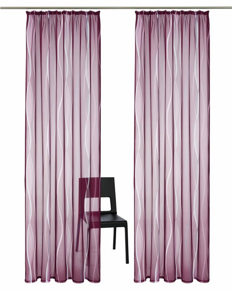 Gardine Dimona, my home, Kräuselband (2 St), transparent, Voile, 2er-Set, transparent, Voile, Polyester von my home