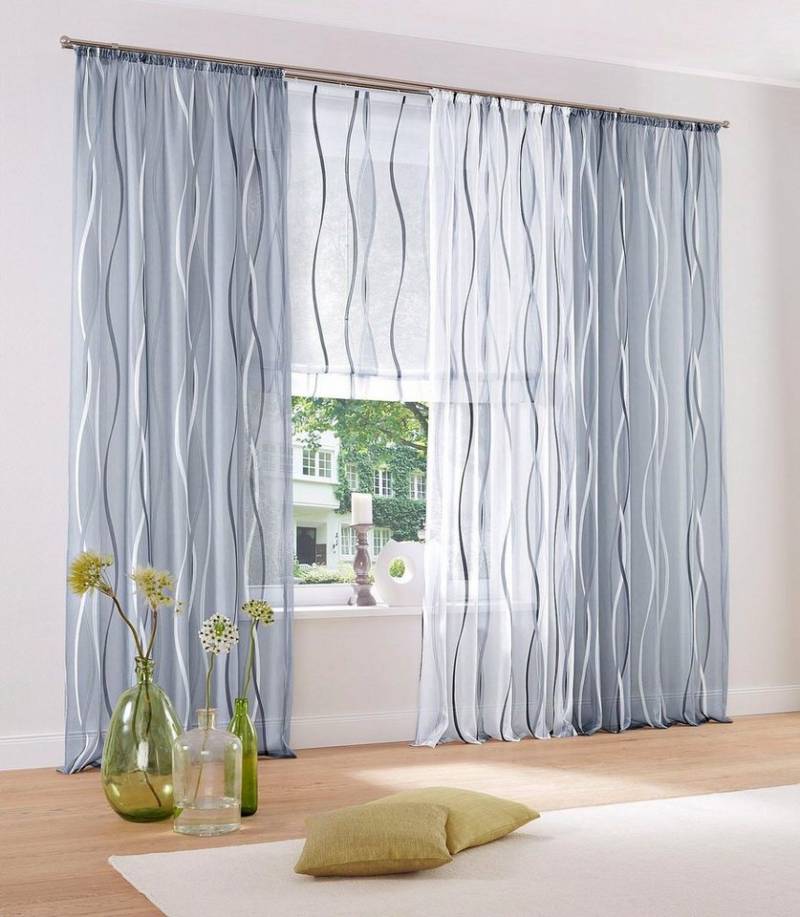 my home Gardine Dimona (2 St), Kräuselband, transparent, Voile, 2er-Set, transparent, Voile, Polyester von my home