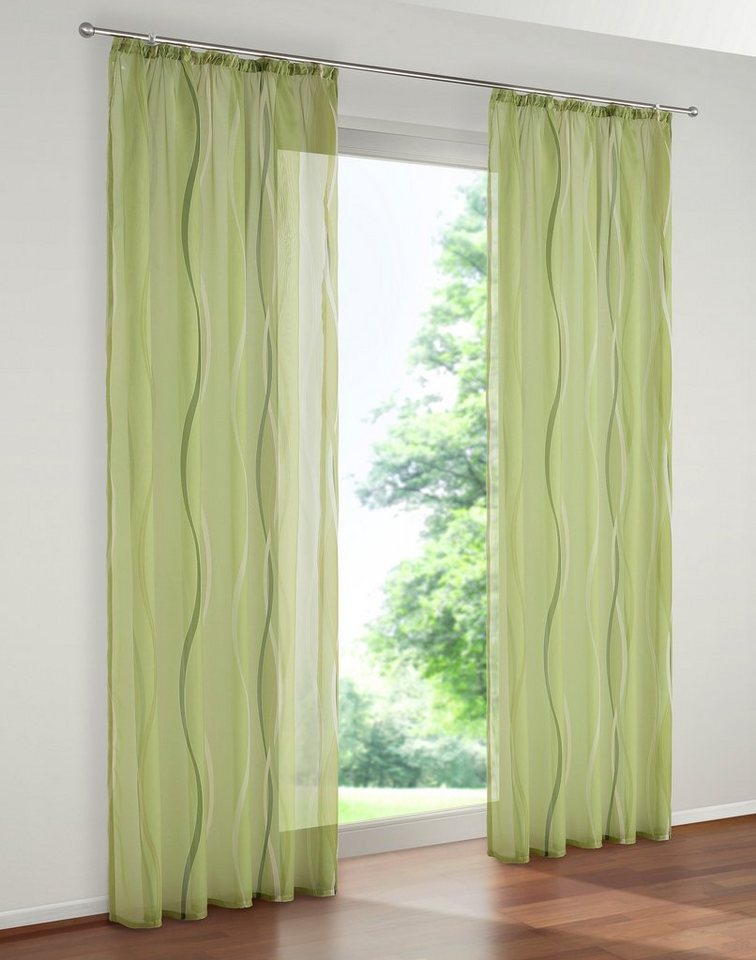 my home Gardine Dimona, Kräuselband (2 St), transparent, Voile, 2er-Set, transparent, Voile, Polyester von my home