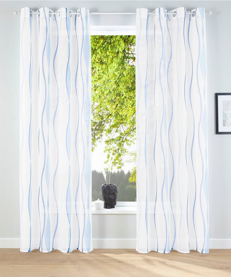 my home Gardine Dimona, Ösen (2 St), transparent, Voile, 2-er Set, transparent, Voile, Polyester, Wellen von my home