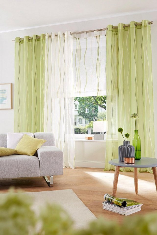 my home Gardine Dimona, Ösen (2 St), transparent, Voile, 2er-Set, transparent, Voile, Polyester von my home