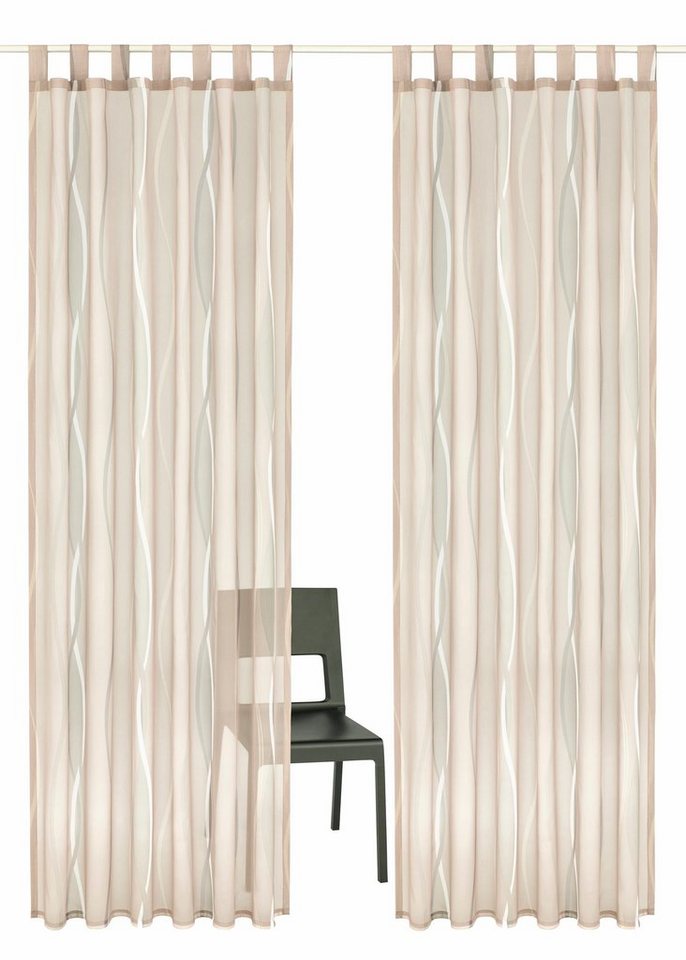 my home Gardine Dimona, Schlaufen (2 St), transparent, Voile, 2er-Set, Voile, Polyester, Wellen von my home