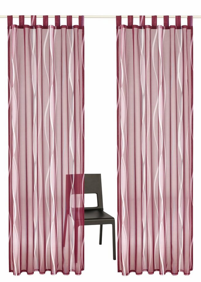 my home Gardine Dimona, Schlaufen (2 St), transparent, Voile, 2er-Set, Voile, Polyester, Wellen von my home