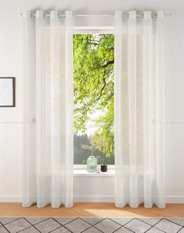 Gardine REGINA, my home, Ösen (2 St), transparent, Vorhang, Fertiggardine, 2-er Set, transparent, modern, Struktur von my home