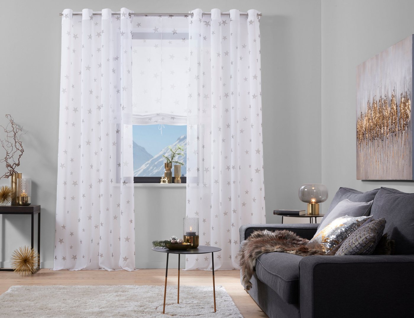 my home Gardine Stern, Ösen (1 St), transparent, Transparent, Voile, Polyester von my home