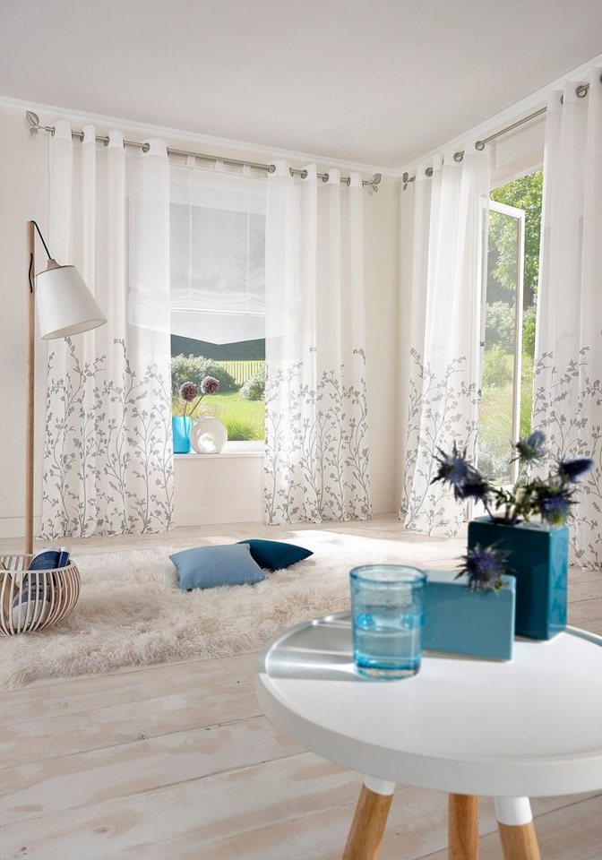 my home Gardine Yalinga, Ösen (1 St), halbtransparent, Vorhang, Fertiggardine, transparent von my home