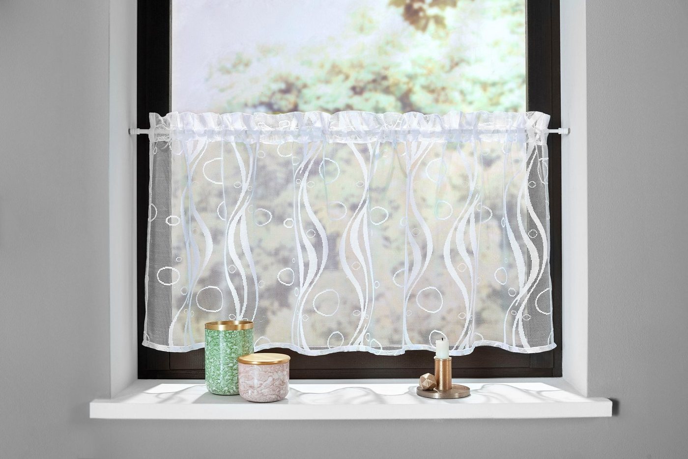 my home Scheibengardine Ramon, Stangendurchzug (1 St), transparent, Jacquard, Transparent, Jacquard, Polyester von my home