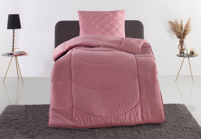 my home Steppbett + Kopfkissen Microlux, Bettdecke 135x200 cm, 155x220 cm, Füllung: Polyester, Bezug: Polyester, Set mit Kissen 40x80 cm, 80x80 cm, Sommer, Herbst, Winter in 4 Farben von my home