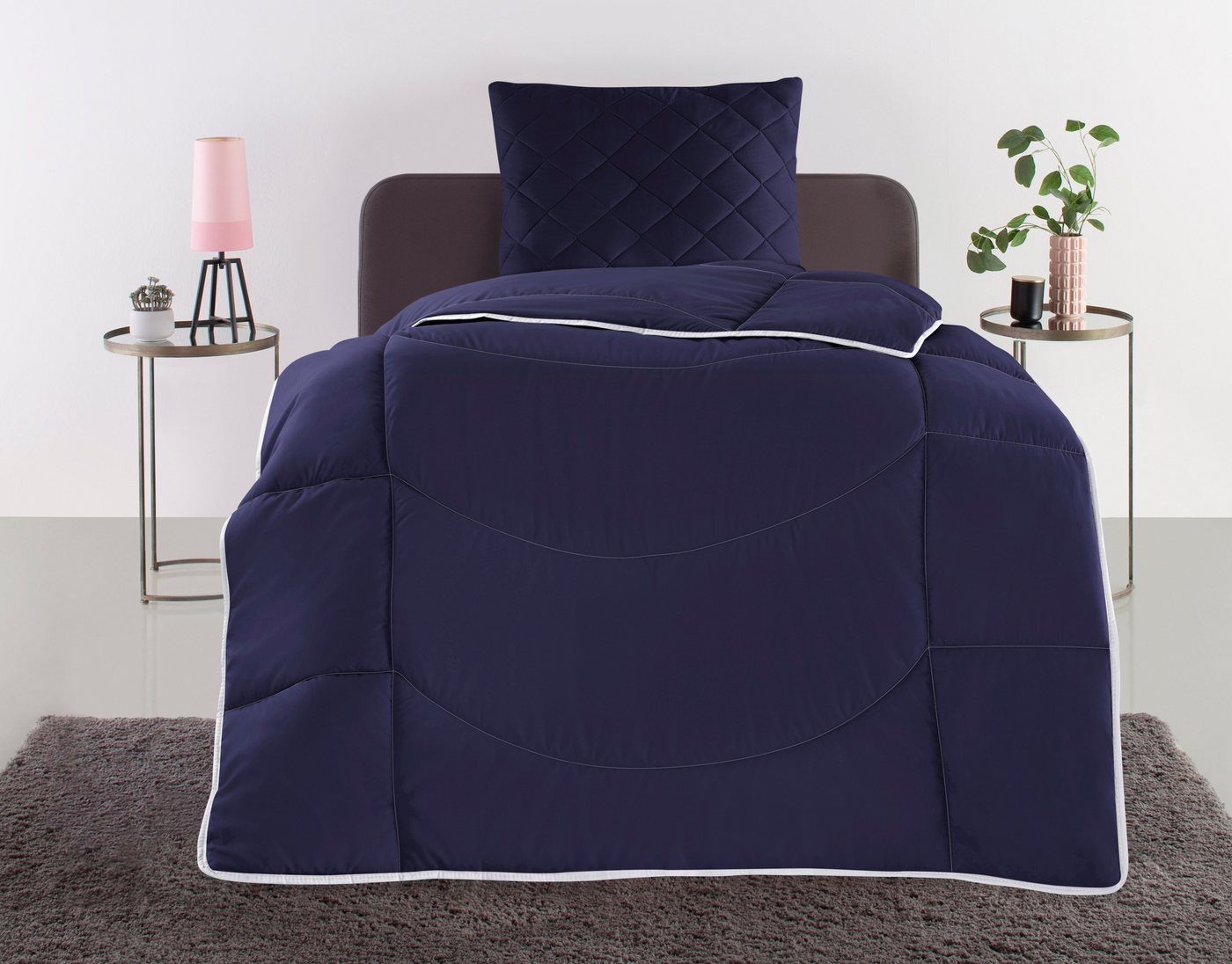 Steppbett + Kopfkissen, Microlux, Bettdecke 135x200 cm, 155x220 cm, my home, Füllung: Polyester, Bezug: Polyester, Set mit Kissen 40x80 cm, 80x80 cm, Sommer, Herbst, Winter in 4 Farben von my home