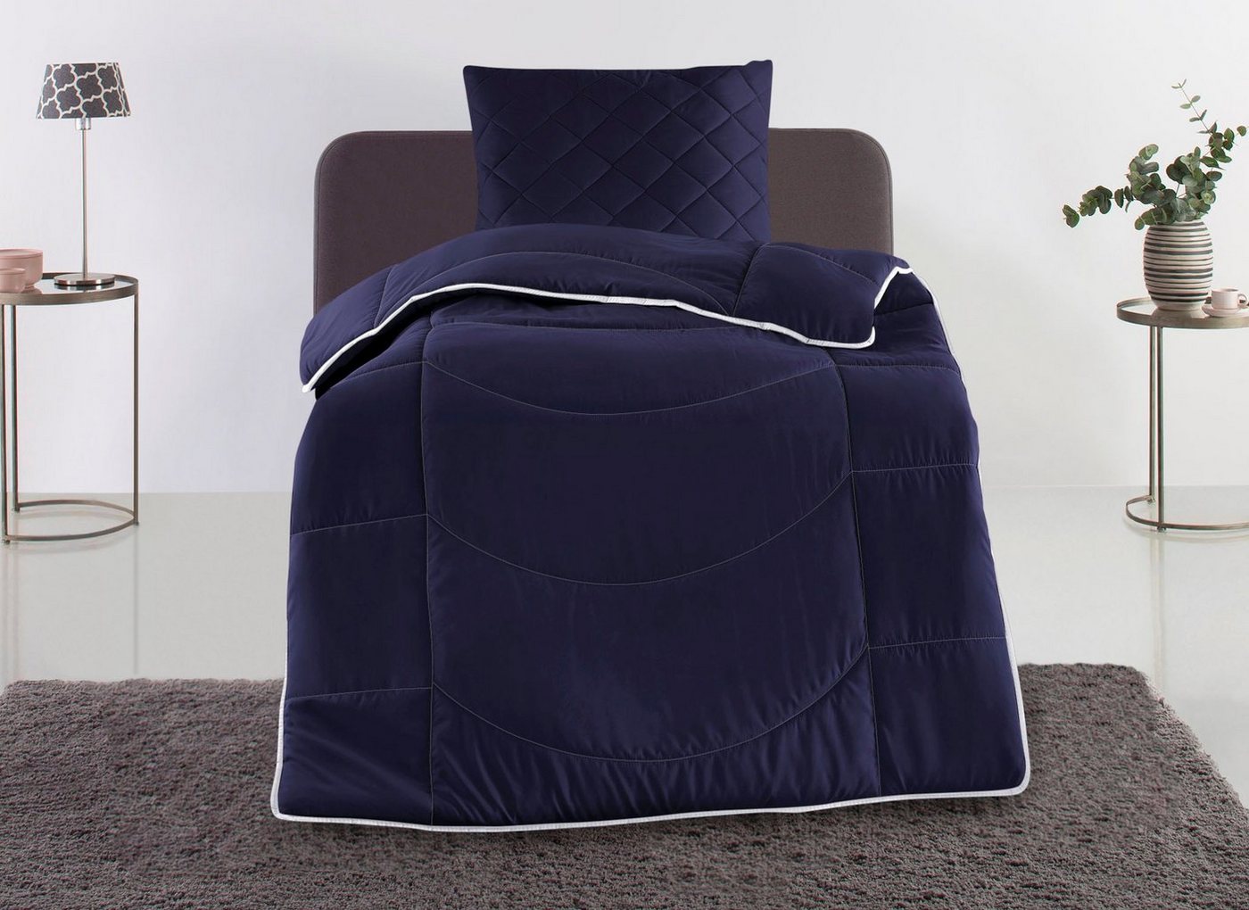 Steppbett + Kopfkissen, Microlux, Bettdecke 135x200 cm, 155x220 cm, my home, Füllung: Polyester, Bezug: Polyester, Set mit Kissen 40x80 cm, 80x80 cm, Sommer, Herbst, Winter in 4 Farben von my home